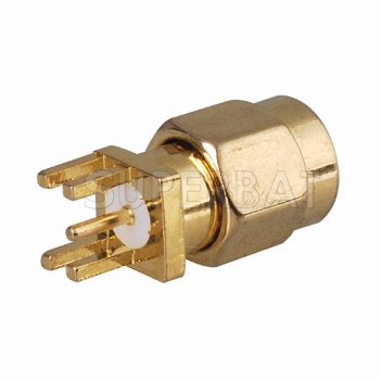 SMA Male Plug End Launch PCB Edge Mount Solder 0.051 inch RF Connector