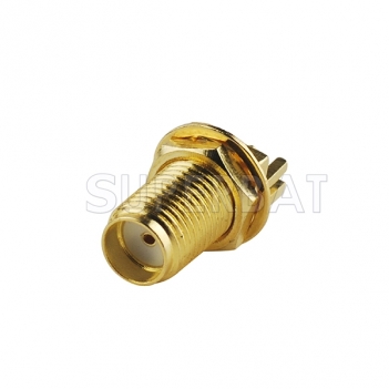 SMA Female Bulkhead Edge PCB Mount Straight Connector