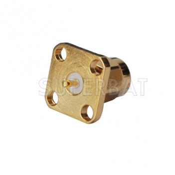 SMA Male 4 Hole Flange Panel Plug Straight Solder Connector