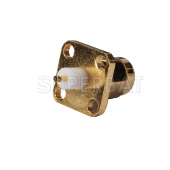 SMA Male 4 Hole Flange Plug Solder Connector with external insulator