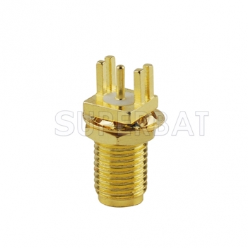 SMA Female Bulkhead Edge PCB Mount Straight Connector