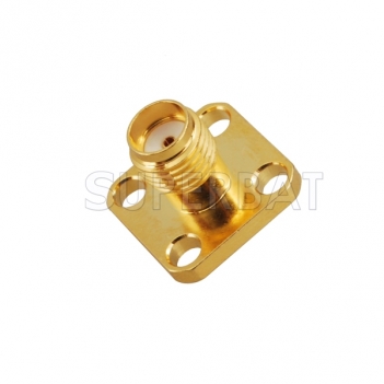 SMA Female Jack RF 4 Hole Flange Solder Straight Connector