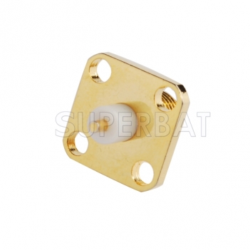 RP SMA Jack Male 4 Hole Panel Mount Flange Straight Solder Connector