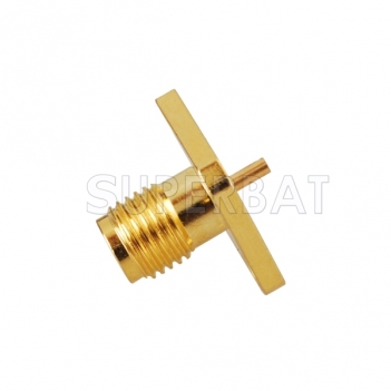 SMA Female Jack RF 4 Hole Flange Solder Straight Connector