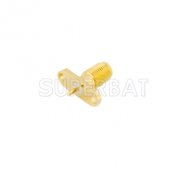 SMA Female Jack Straight 2 Hole Flange Solder Pin Connector