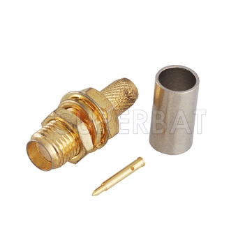 Superbat RP-SMA Jack Female (male pin) bulkhead Crimp Connector for LMR200