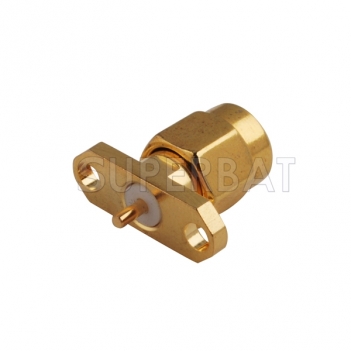 SMA Male 2 hole flange Plug Straight Solder Connector