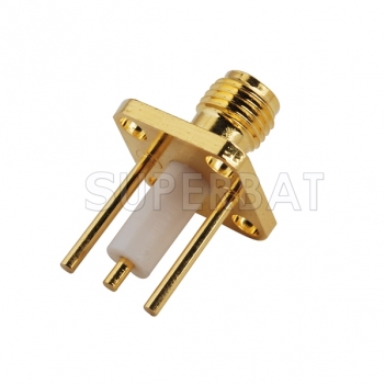 Customized type SMA Jack Female Straight 4 Hole Flange Connector with exposed insulator and long pin