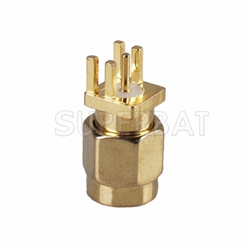 SMA Male Plug End Launch PCB Edge Mount Solder 0.051 inch RF Connector