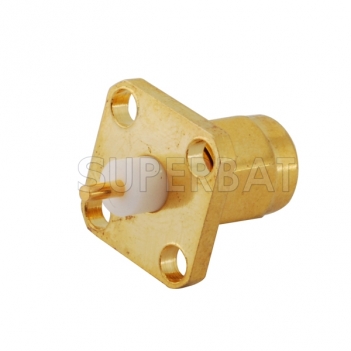 RP SMA Plug Female Straight 4 Hole Flange Solder Connector