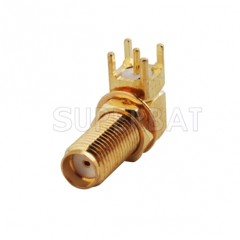 SMA Female Jack Bulkhead Right Angle PCB Mount Connector