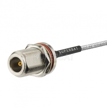 Custom RF Cable Assembly N Jack Straight Bulkhead Using Low Loss Flexible Version RG402 .141" Coax