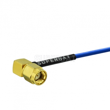 Custom RF Cable Assembly RP SMA Plug Right Angle Semirigid Coax Cable Using RG405 .086"