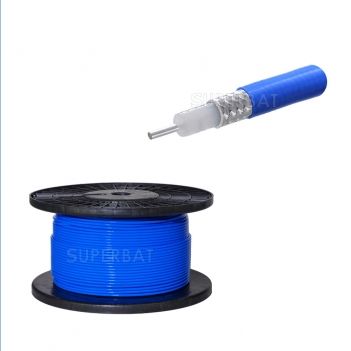 RG402 Tinned Coax Cable with Tinned Copper Braid Outer Conductor and Blue FEP Jacket 1 Meter