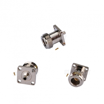 N Jack Female Connector Straight 4 holes Flange Solder for Semi-Rigid .086" RG405 Cable