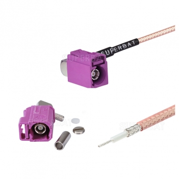 GSM antenna with Violet fakra jack right angle connector Custom RF Cable Assembly