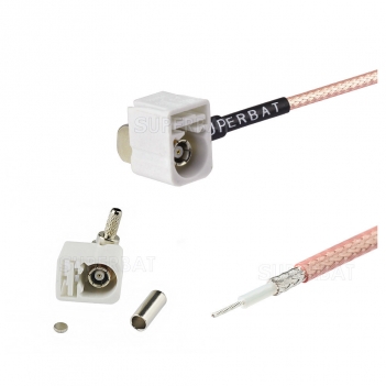 Fakra white jack right angle connector for RG cable GSM antenna