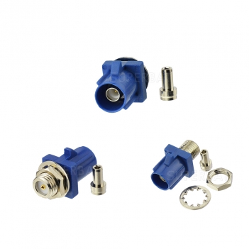 Superbat Fakra C male solder bulkhead Plug connector Blue 1.13 for GPS telematics or navigation