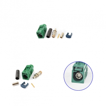 Superbat Fakra crimp Jack RF connector Green /6002 Car TV1 for RG316 RG174 LMR100