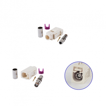 Superbat Fakra White code B female crimp connector for LMR195 RG58