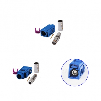 Superbat Fakra C blue female crimp connector for RG58 LMR195 Cable