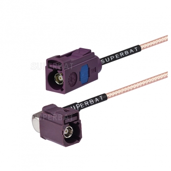 FAKRA D purple jack right angle to FAKRA D female RG316 pigtailcable