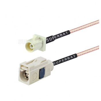 White FAKRA Plug to FAKRA Jack Cable Using RG316 Coax