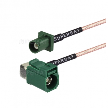 FAKRA pigtail cable Green female E to FAKRA male E jumper RG316 RF cable