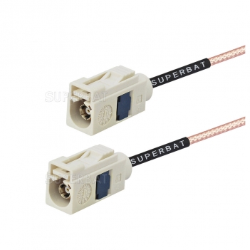 White FAKRA Jack to FAKRA Jack Cable Using RG316 Coax