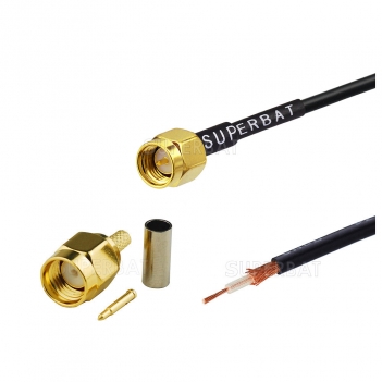 Coaxial Male SMA connector (straight plug) for RF-174 cable