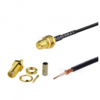 RP-SMA bulkhead plug receptacle RF connector for RG-174 cable