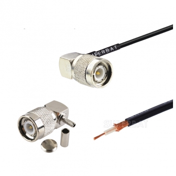 Right angle plug TNC male connector for RG-174 custom cable assemblye