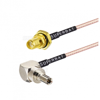 High quality rf rg316 jumper cable with SMA female crimp bulkhead to CRC9 male crimp right angle connectors