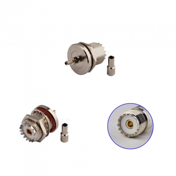 UHF Jack Female Connector Straight Bulkhead With O-Ring Crimp RG316