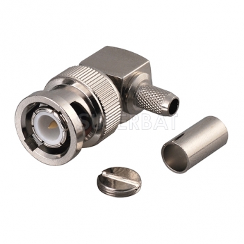 BNC Plug Male Connector Right Angle Crimp LMR-195