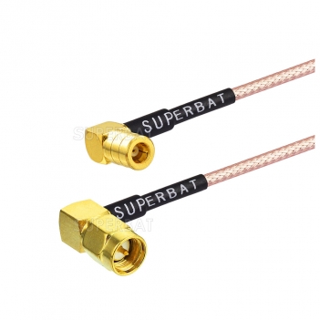 Male right angle SMA to SMB connector for RG316 custom cable assembly