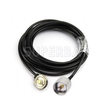 RF coaxial UHF Male PL-259 to NMO mount Jumper RG58 Extension Cable-Truck Antenna Adapter Cable for Yaesu HYT Vertex Icom Mobile Radio