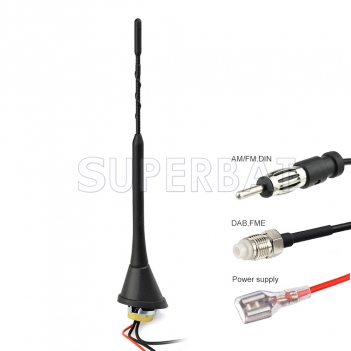 DAB/DAB+ Radio Car Aerial Antenna Mast FME Amplified roof mount antenna