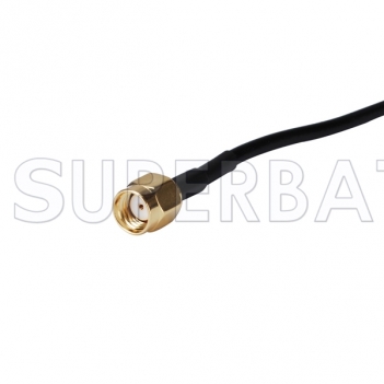 RP SMA plug to RP TNC Jack bulkhead using RG174 cable 15cm