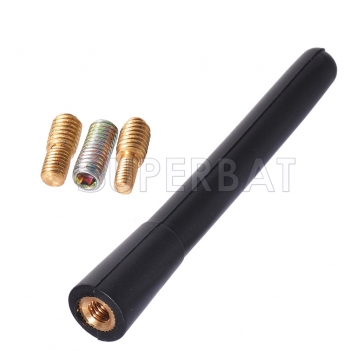 Universal Car Auto Short Stubby Antenna Aerial AM/FM Radio Mast Screw Type Black