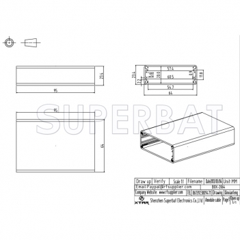 Aluminum Enclosure Case Tube 64mm*23.4mm*95mm（W*H*L）