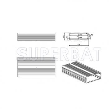 Aluminum Enclosure Case Tube 52mm*19.6mm*100mm（W*H*L）