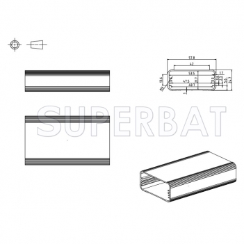 Silver Color Aluminum Enclosure Case 58mm*25mm*85mm（W*H*L）