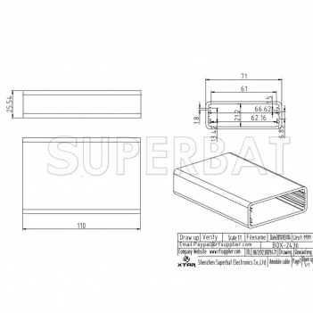 Aluminum Enclosure Case Split Body 71mm*26mm*110mm（W*H*L）