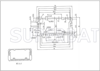 Aluminum Enclosure Tube Flanged 70mm*35mm*110mm (W*H*L)