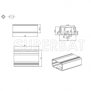 Black Color Aluminum Enclosure Case Tube 53mm*26mm*80mm（W*H*L）