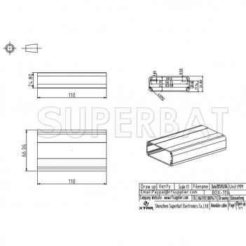 Aluminum Enclosure Case Tube 66mm*24mm*110mm（W*H*L）