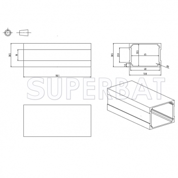 Aluminum Enclosure Case Tube with Flange 52mm*38mm*110mm（W*H*L）