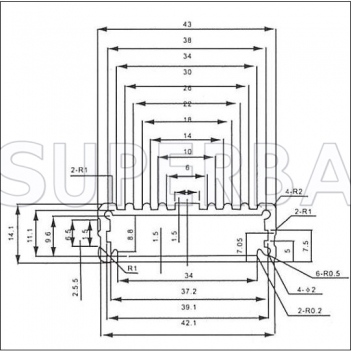 Aluminum Enclosure Split Body 43mm*14mm*110mm (W*H*L)