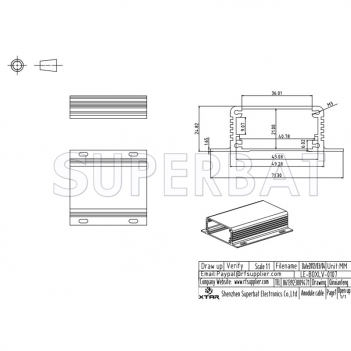 Silver Color Aluminum Enclosure Case Tube with Flange 71mm*25mm*80mm（W*H*L）